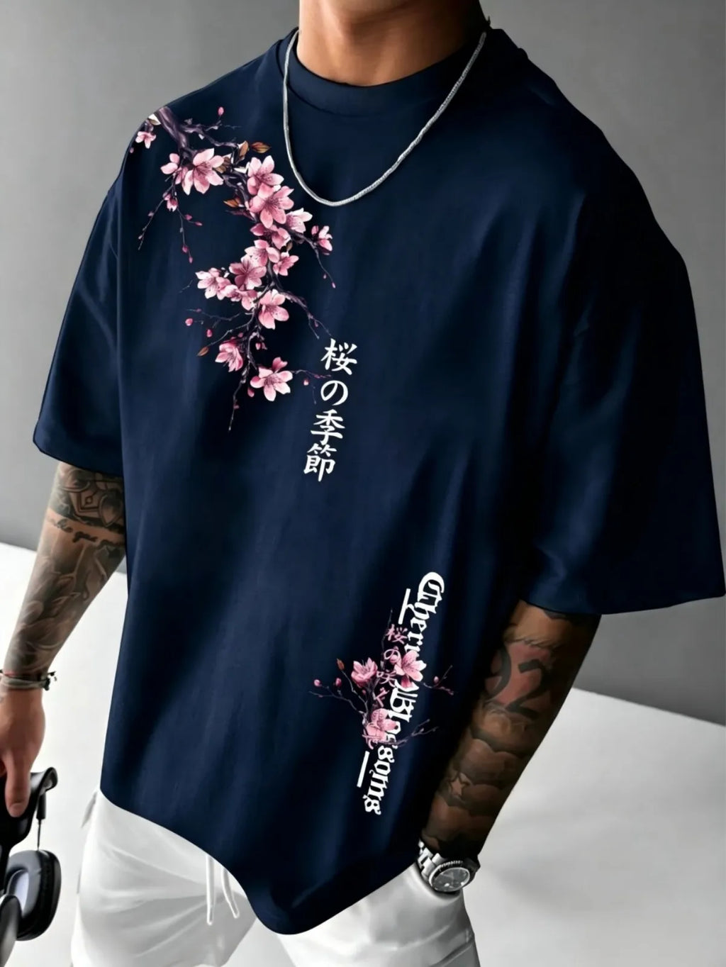 Cherry Blossom Print Tee Taboga Lifestyle, front view