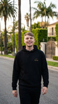Streetwear Sweatshirt Taboga Lifestyle, worn by model on LA residential street