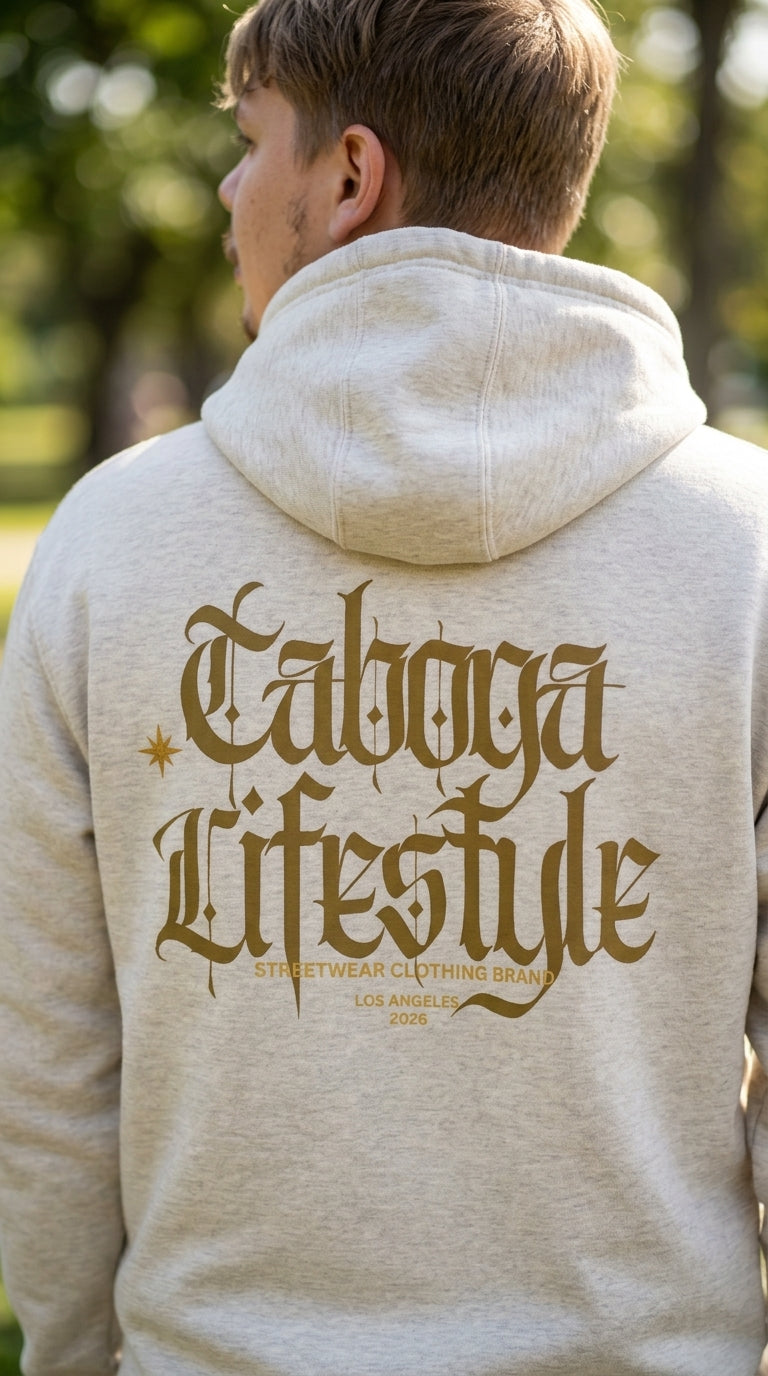 Taboga Midnight Hoodie worn by model, relaxed fit streetwear
