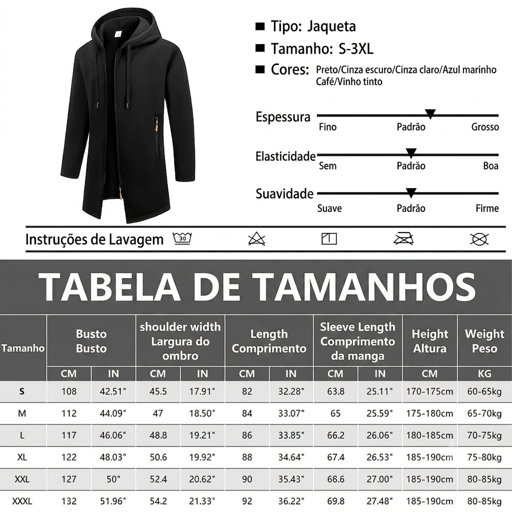 Sudadera con capucha y cremallera completa extragrande para hombre — Taboga Lifestyle